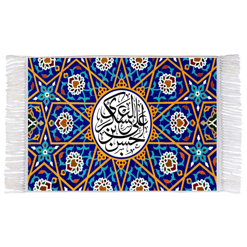 فرش ماشینی دیوارکوب اطلس آبی طرح حسن بن علی عسگری مدل T3074 