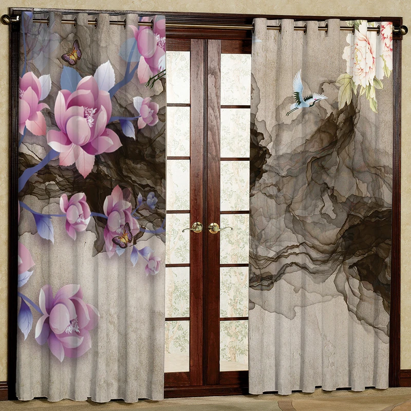 پرده مدل گل دار مخمل پانچی کد 1130L سایز 140x280 سانتی متر