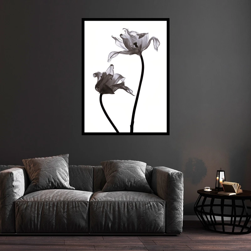تابلو بکلیت طرح هنری دکوراتیو مینیمال دسته گل مدل B-bu5822 فریم مشکی