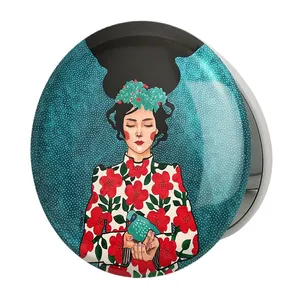 آینه جیبی خندالو طرح دخترونه مدل تاشو کد 6141 