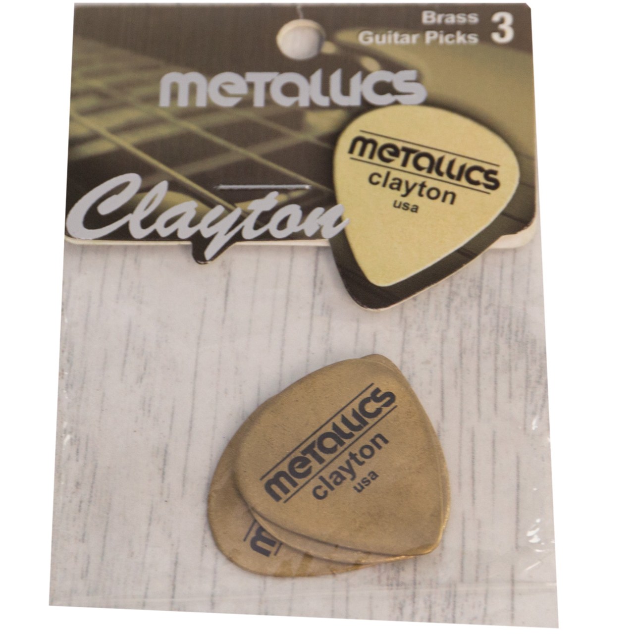 پیک گیتار الکتریک کلایتون مدل نازک Brass Metallics بسته‌ سه عددی