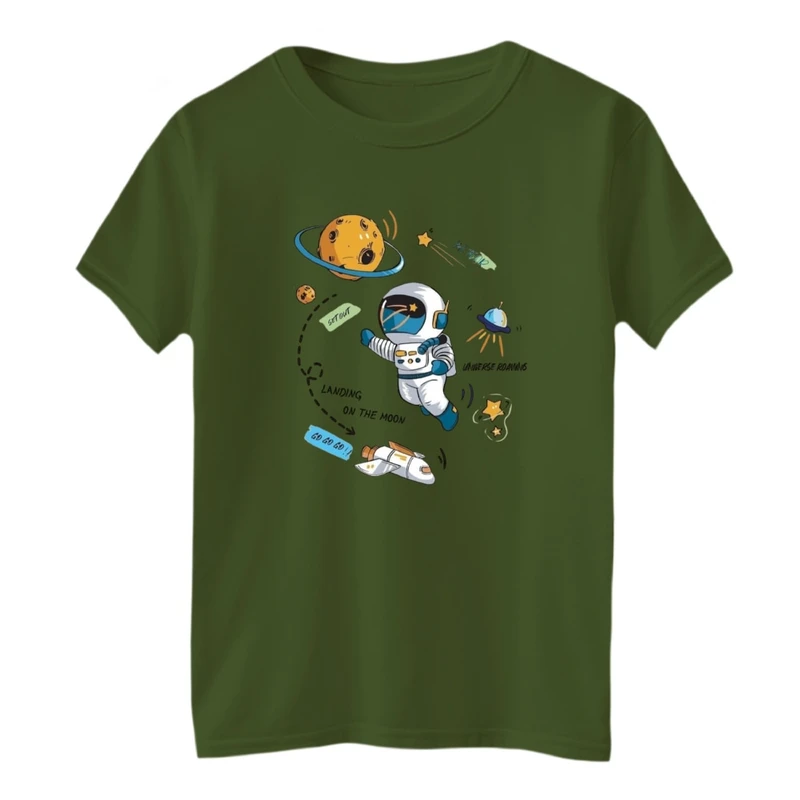 تی‌شرت آستین کوتاه لانگ بچگانه مدل فضانورد و سیارات