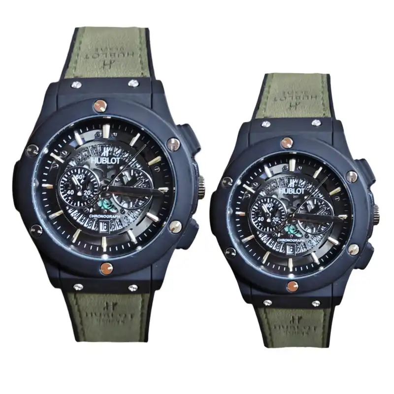 ست ساعت مچی عقربه ای زنانه و مردانه مدل اسکلتون تک موتور