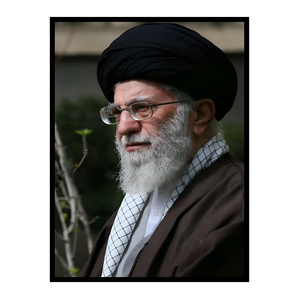 تابلو نوری بکلیت طرح تصویر رهبری ایران سید علی خامنه ای مدل B-bu7551 فریم مشکی