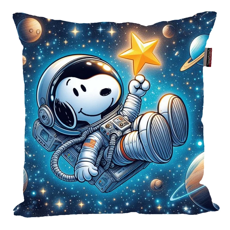 کوسن پاد آفرین مدل کارتونی اسنوپی در فضا کد PK401518 سایز 40*40 سانتی متر