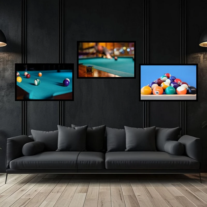 تابلو بکلیت طرح ورزشی میز و توپ بیلیارد مدل  B-bu3751 مجموعه 3 عددی