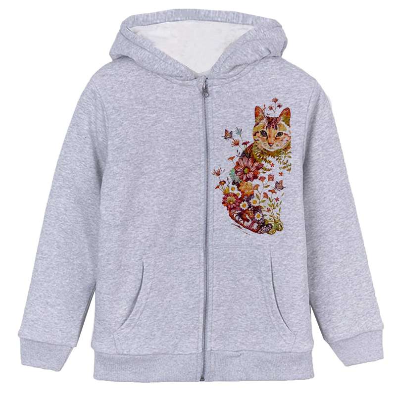 سویشرت دخترانه مدل گربه و گل F103