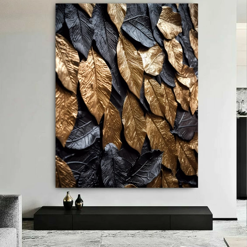 تابلو بوم طرح مخمل نقاشی برگ های ریز فانتزی کد BK23083