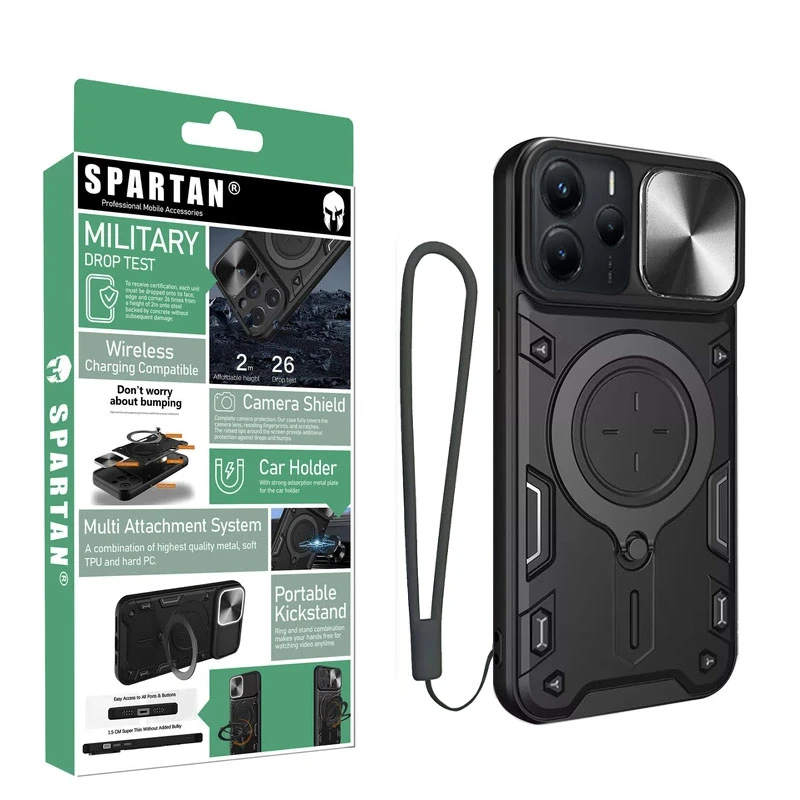 کاور اسپارتان مدل Magnet Ring مناسب برای گوشی موبایل شیائومی Redmi Note 14 5G به همراه بند آویز