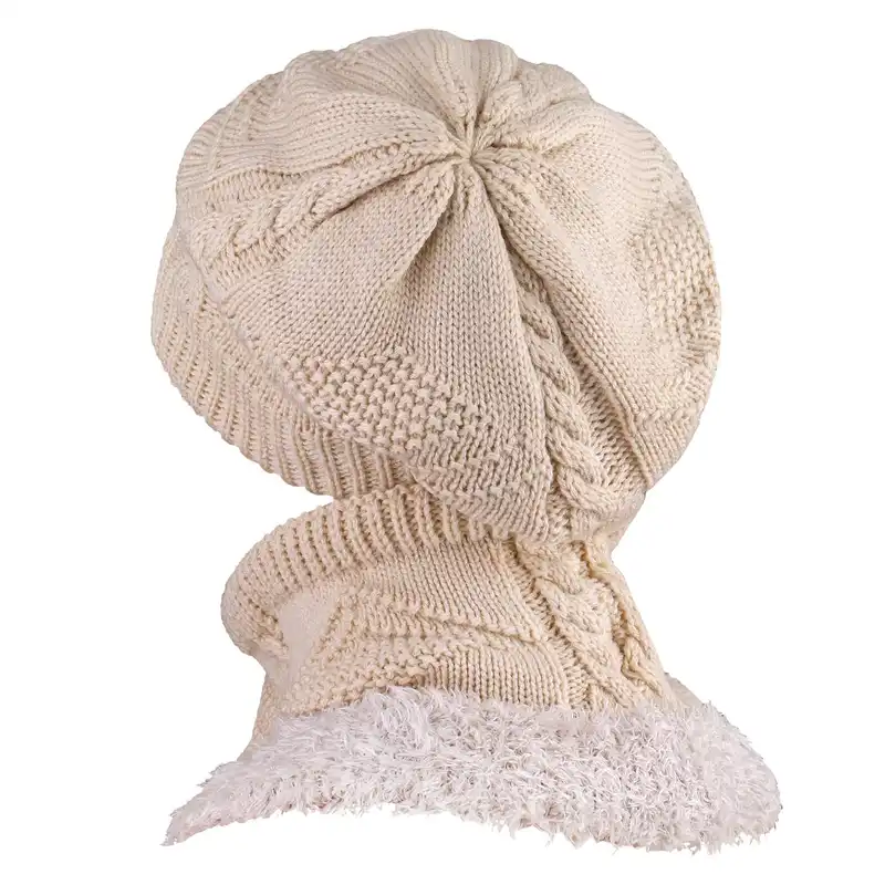 ست کلاه و شال گردن بافتنی مدل   داخل خز سام مدل 435