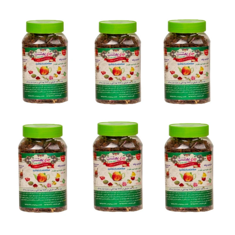 دمنوش میوه ای با طعم هل و گل قوطی  چای بهشت- 170 گرم مجموعه 6 عددی