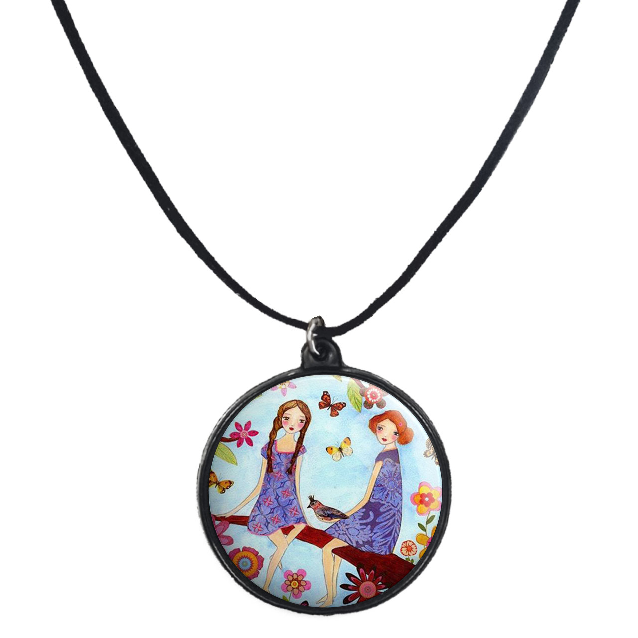 گردنبند پرمانه طرح دخترونه کد pmb.4438 مدل دو طرفه