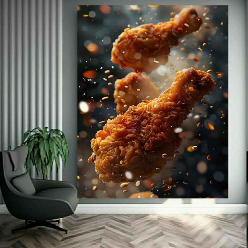  پوستر طرح مخمل مدل مرغ کنتاکی رستورانی کد FP104700