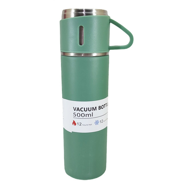 فلاسک مدل کادویی VACUUM FLASK SET گنجایش 0.5 لیتر به همراه لیوان مجموعه 3 عددی