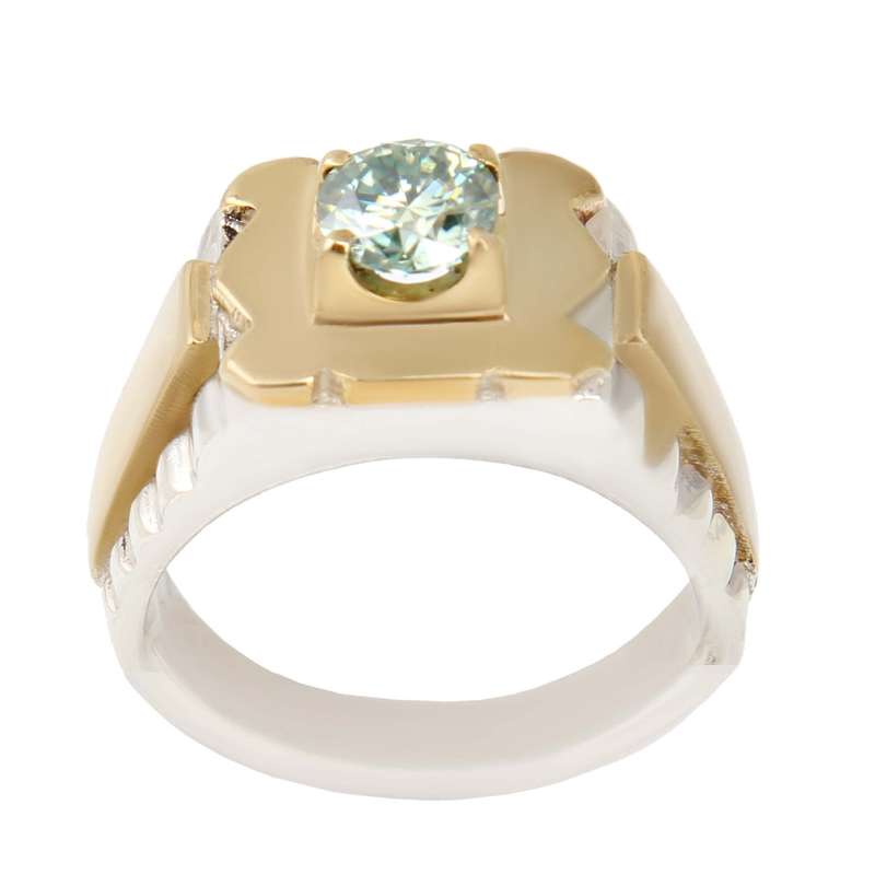 انگشتر نقره مردانه کد AM_2428 مدل سنگ موزانایت رکاب دست ساز