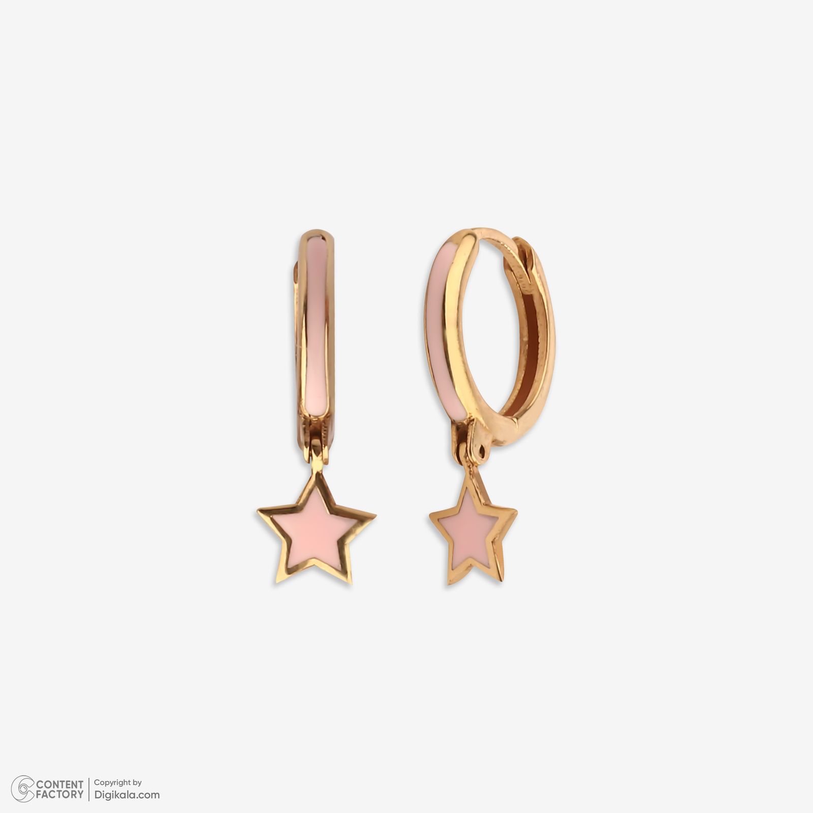 گوشواره حلقه‌ای طلا کم اجرت  18 عیار زنانه گلدم مدل E244001 -  - 4