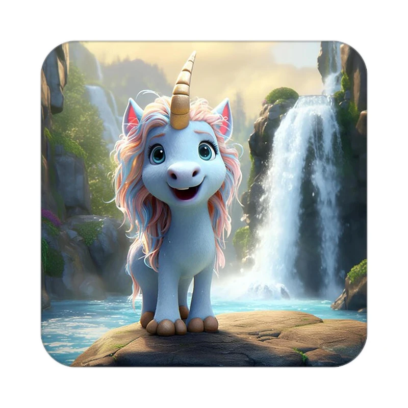 زیر لیوانی کاکتی طرح اسب تک شاخ و یونیکورن مدل mp32133