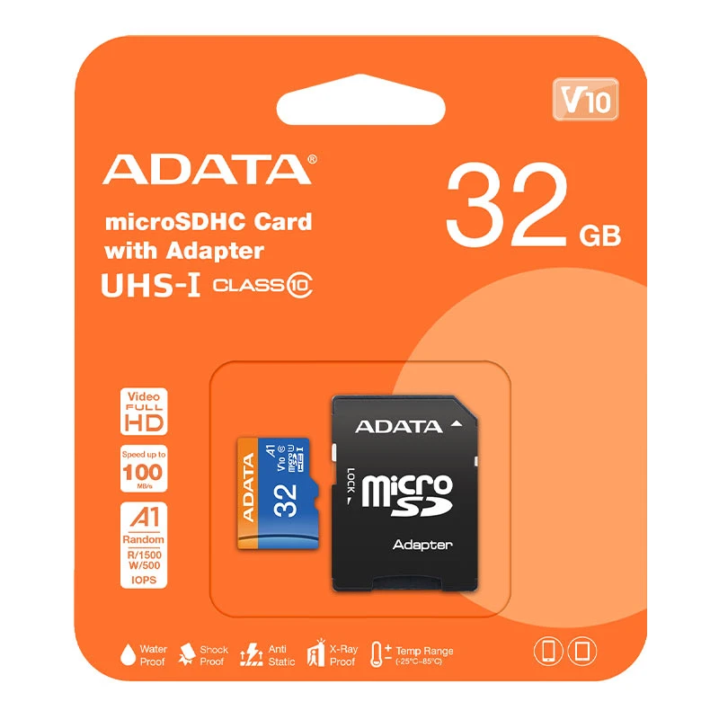 کارت حافظه‌ microSDHC ای دیتا مدل Premier کلاس 10 استاندارد UHS-I U1 سرعت 100MBps ظرفیت 32 گیگابایت به همراه آداپتور SD عکس شماره 2