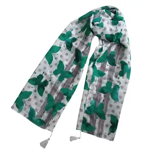 شال زنانه مدل نخی تابستانی خالخالی پروانه ای 