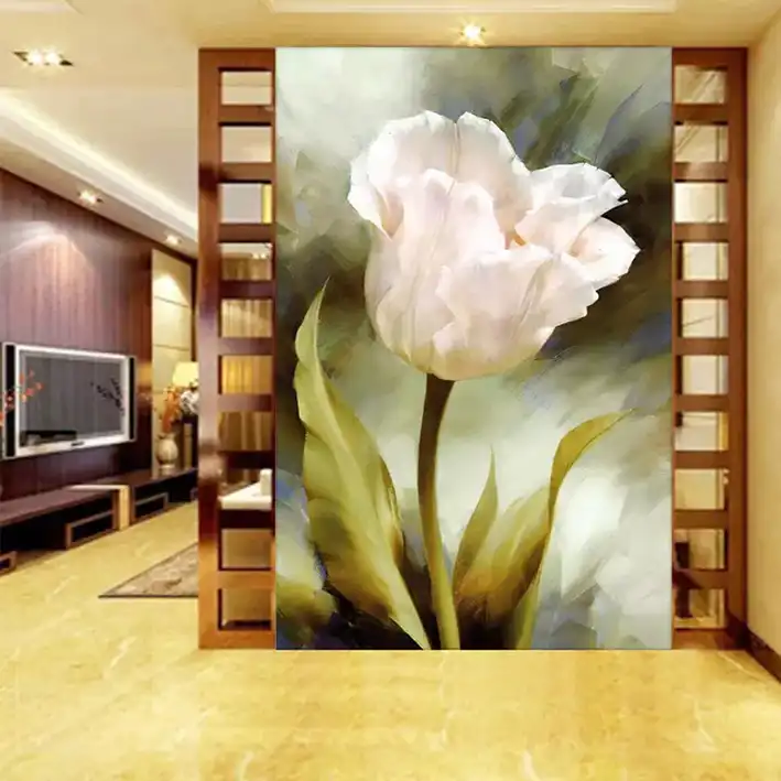 پوستر دیواری سه بعدی مدل گل لاله سفید DRVF1057