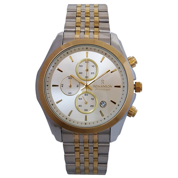 ساعت مچی عقربه‌ای مردانه رومانسون مدل بندفلزی سه موتور کرنوگراف ضدآب کد 25021