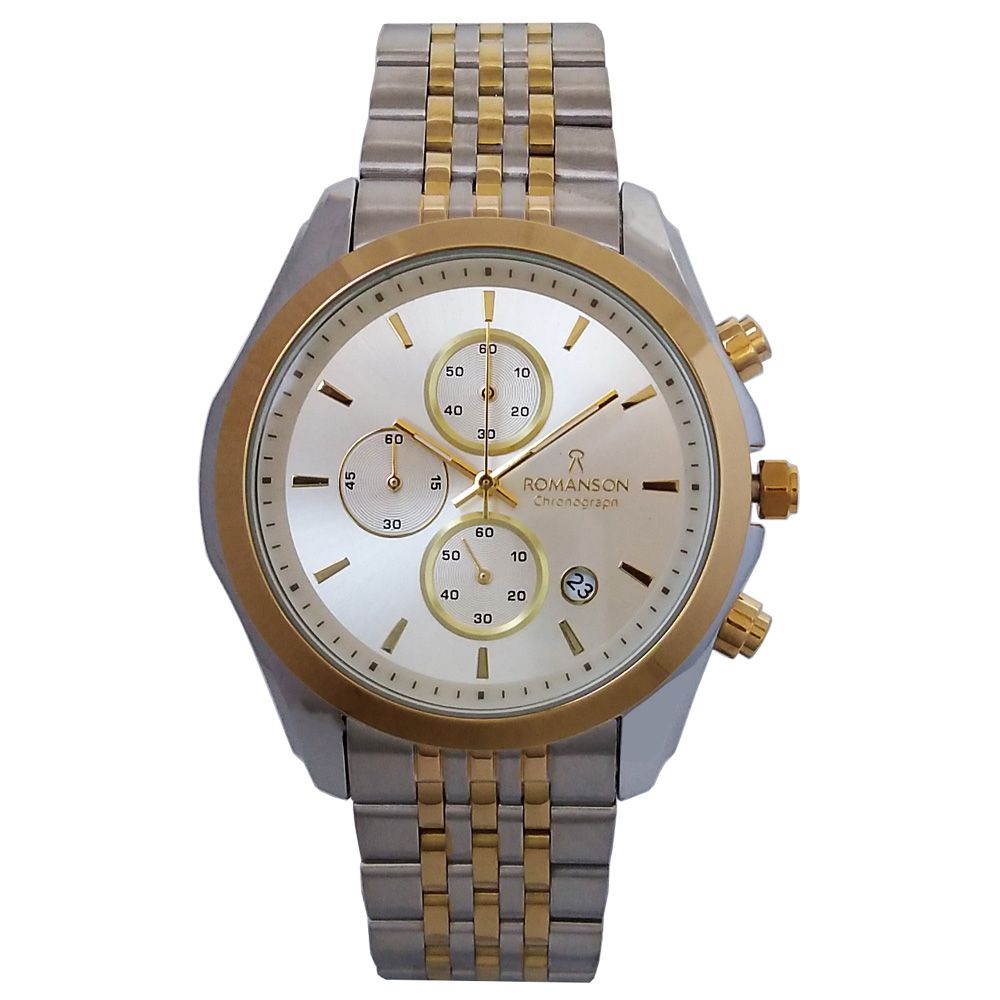 ساعت مچی عقربه‌ای مردانه رومانسون مدل بندفلزی سه موتور کرنوگراف ضدآب کد 25021 -  - 1
