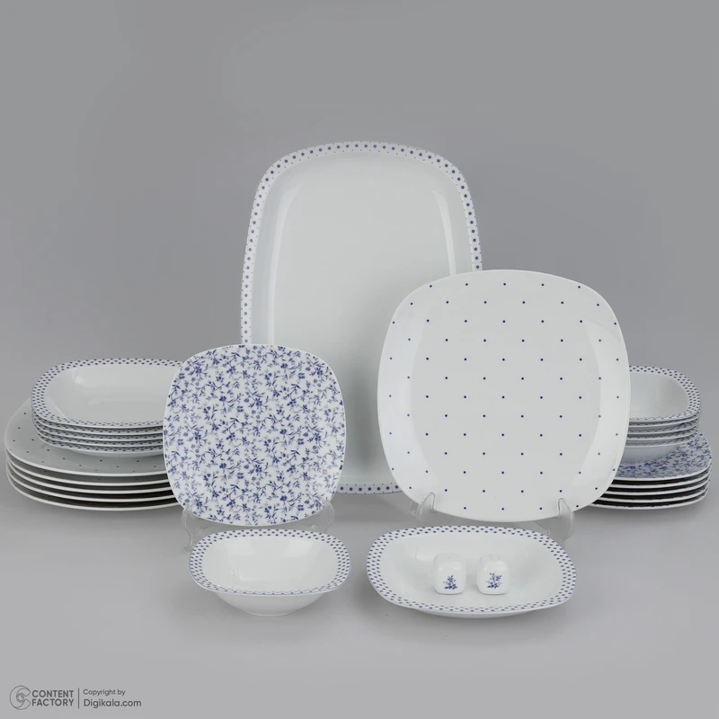 عکس شماره 23 : سرویس غذاخوری 27 پارچه 6 نفر چینی زرین ایران مدل کواترو ورنیکا درجه عالی