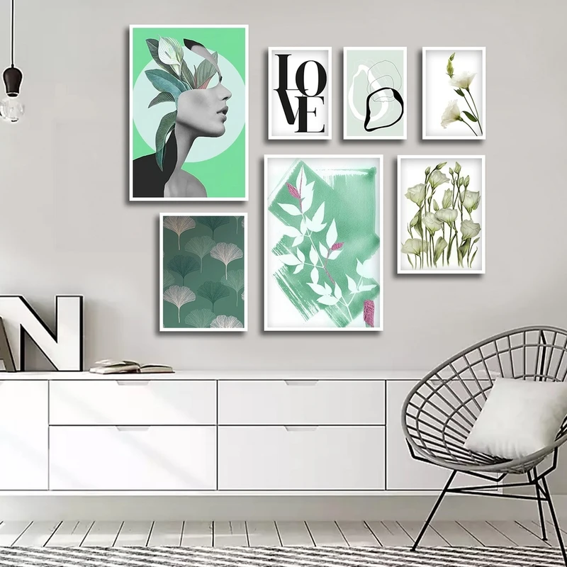 تابلو بکلیت طرح گل و چهره مدل W-2616 مجموعه 7 عددی