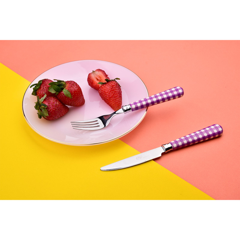 ست کارد و چنگال میوه خوری 12 پارچه سی اند اس مدل شطرنجی