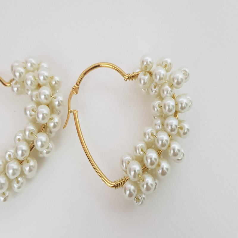 گوشواره دخترانه مدل مرواریدی قلبی