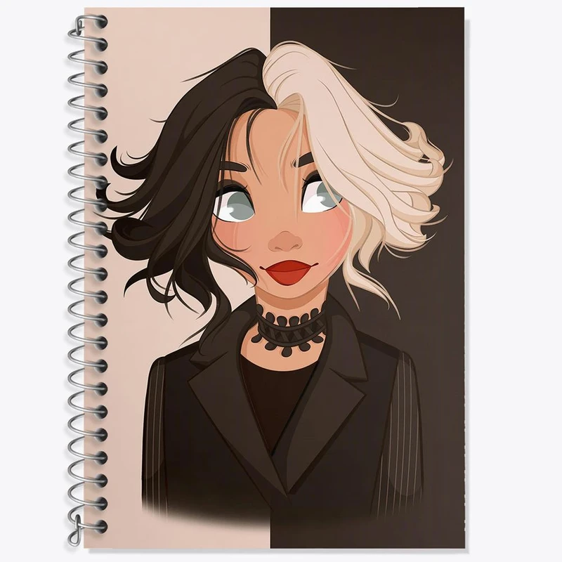 دفتر زبان 50 برگ خندالو مدل سه خط طرح کروئلا Cruella کد 10747