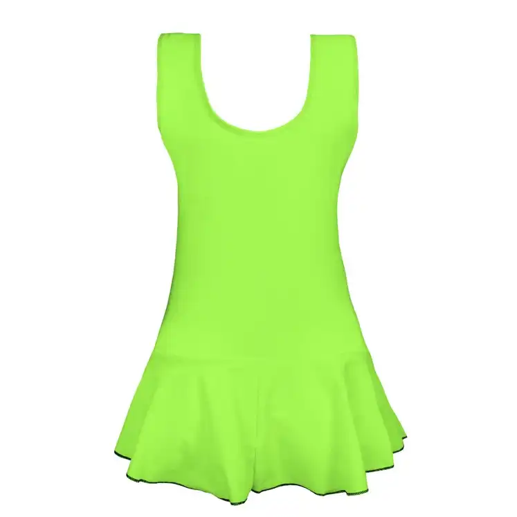 مایو زنانه مدل دامن دار کاپدار رنگ فسفری