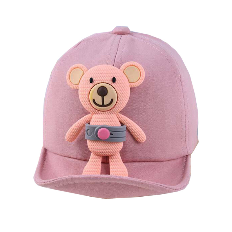 کلاه کپ بچگانه مدل خرس 015  رنگ صورتی