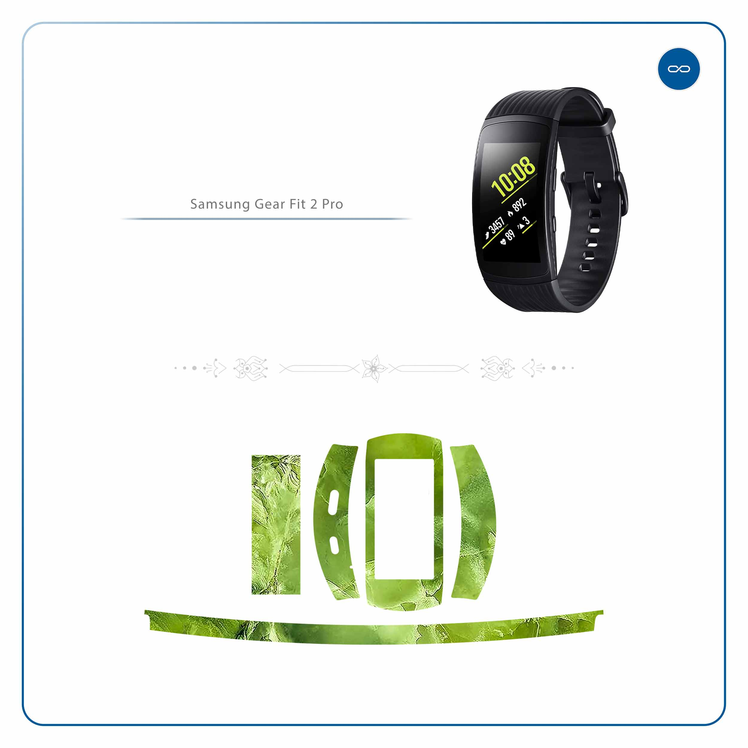 برچسب ماهوت طرح Green-Crystal-Marble مناسب برای ساعت هوشمند سامسونگ Galaxy Gear Fit 2 Pro