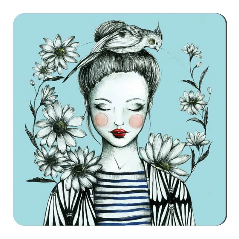  مگنت طرح نقاشی بانو و طوطی کد wmg883