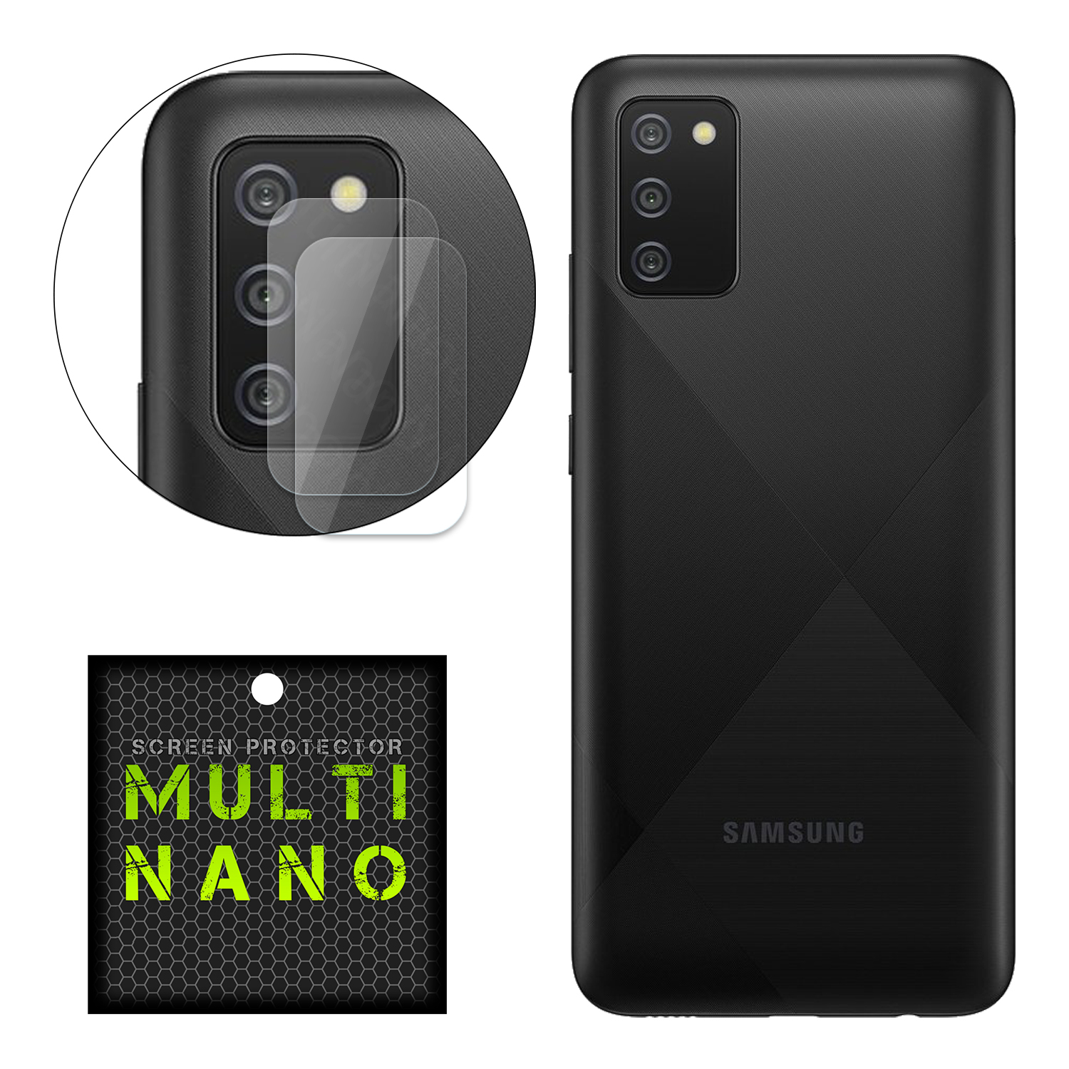 محافظ لنز دوربین مولتی نانو مدل Pro مناسب برای گوشی موبایل سامسونگ Galaxy A02s بسته دو عددی