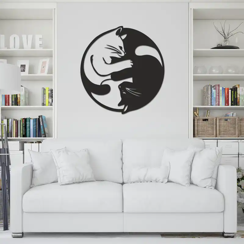 استیکر چوبی طرح گربه یینگ یانگ