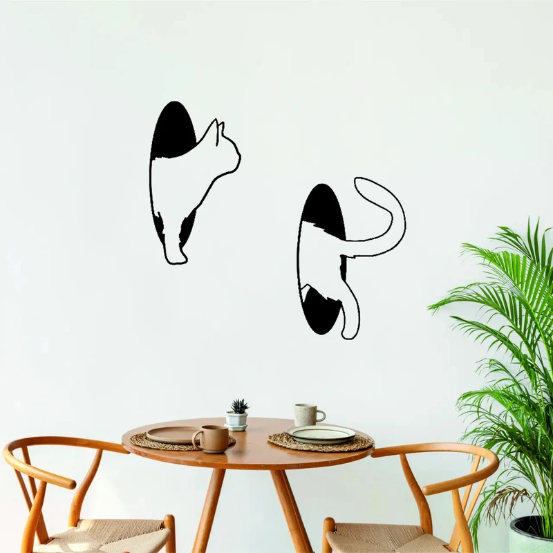 استیکر مدل چوبی گربه کد T1001 مجموعه 2 عددی