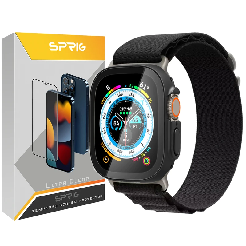 بند اسپریگ مدل Loop Alpine Black Cover مناسب برای اپل واچ Ultra 49 میلی متر به همراه کاور