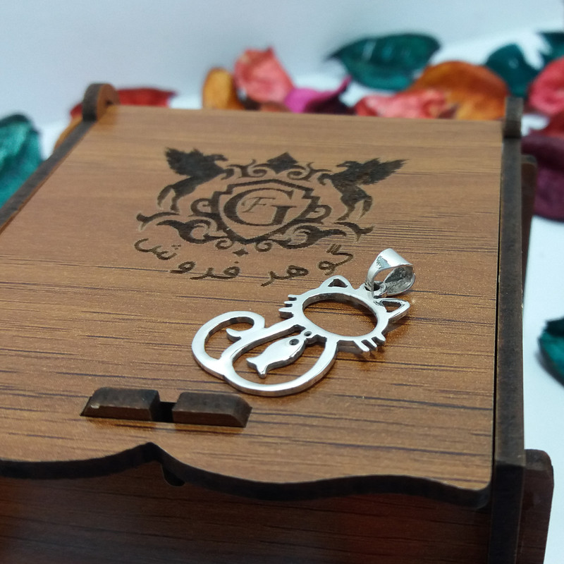 آویز گردنبند نقره مدل پیشی با ماهی