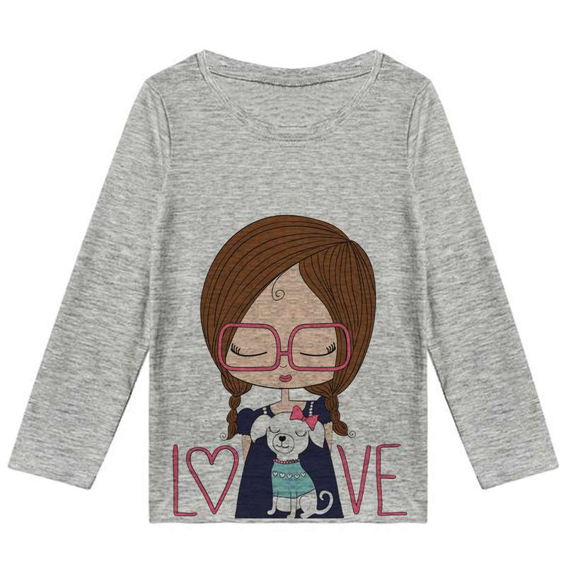 تی شرت آستین بلند دخترانه مدل دختر عینکی F160