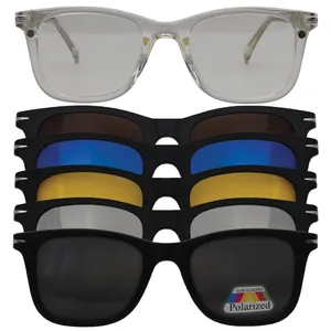 فریم عینک طبی پروانه ای مدل TR1201 C2 به همراه کاور آفتابی مناسب برای انواع فرم صورت مجموعه 6 عددی