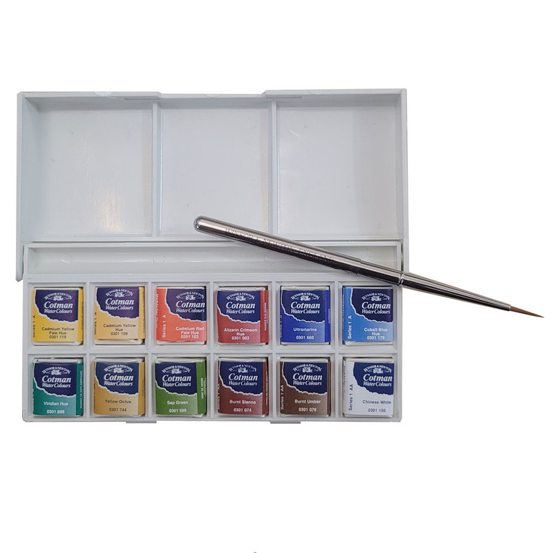 آبرنگ 12 رنگ وینزوراند نیوتن مدل 0390640 به همراه قلم مو