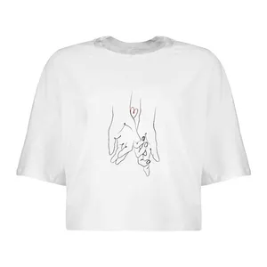 کراپ‌تاپ آستین کوتاه زنانه مدل LOVE  کد L41 S