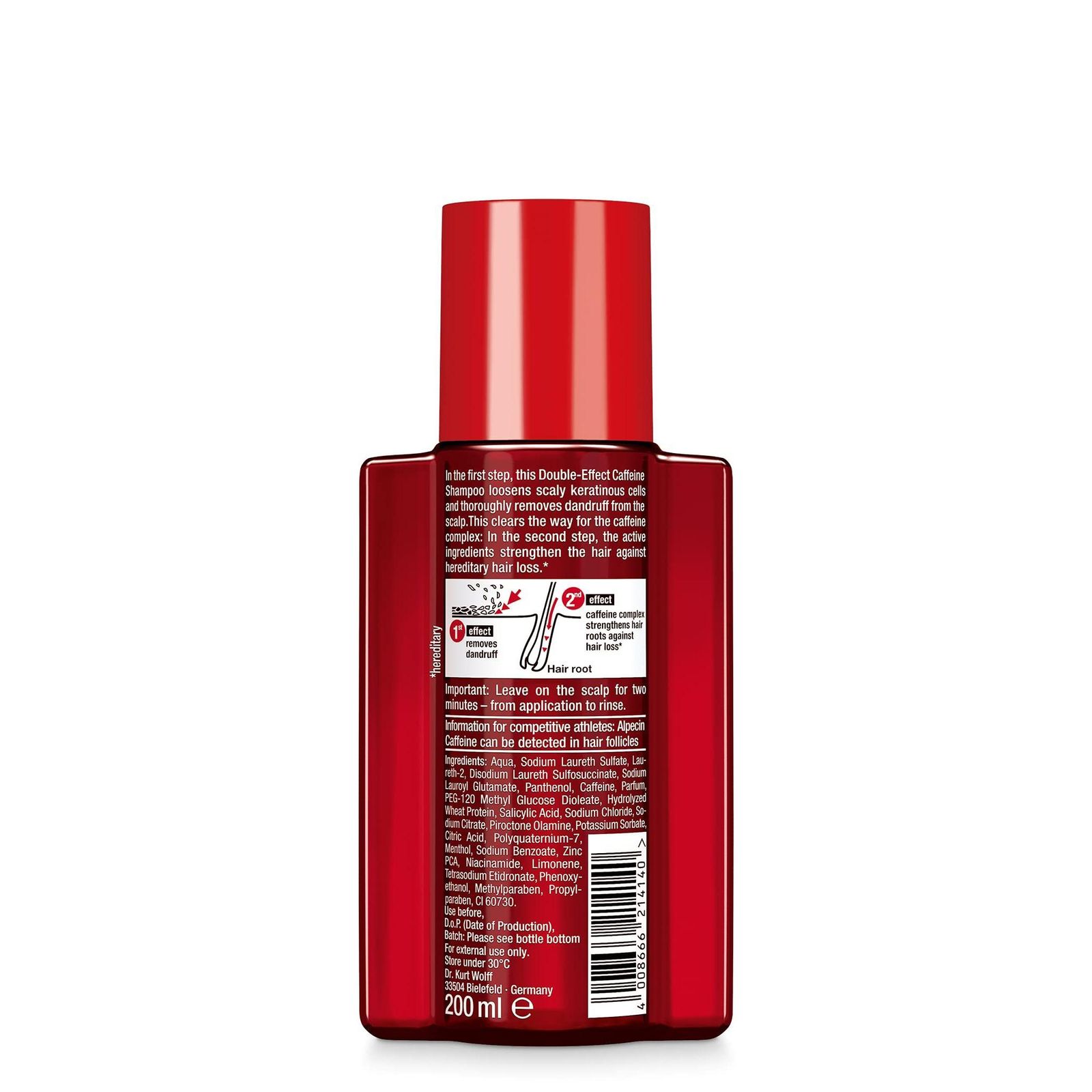 شامپو ضد شوره و تقویت کننده مو آلپسین مدل Double Effect Caffeine حجم 200 میلی لیتر -  - 3