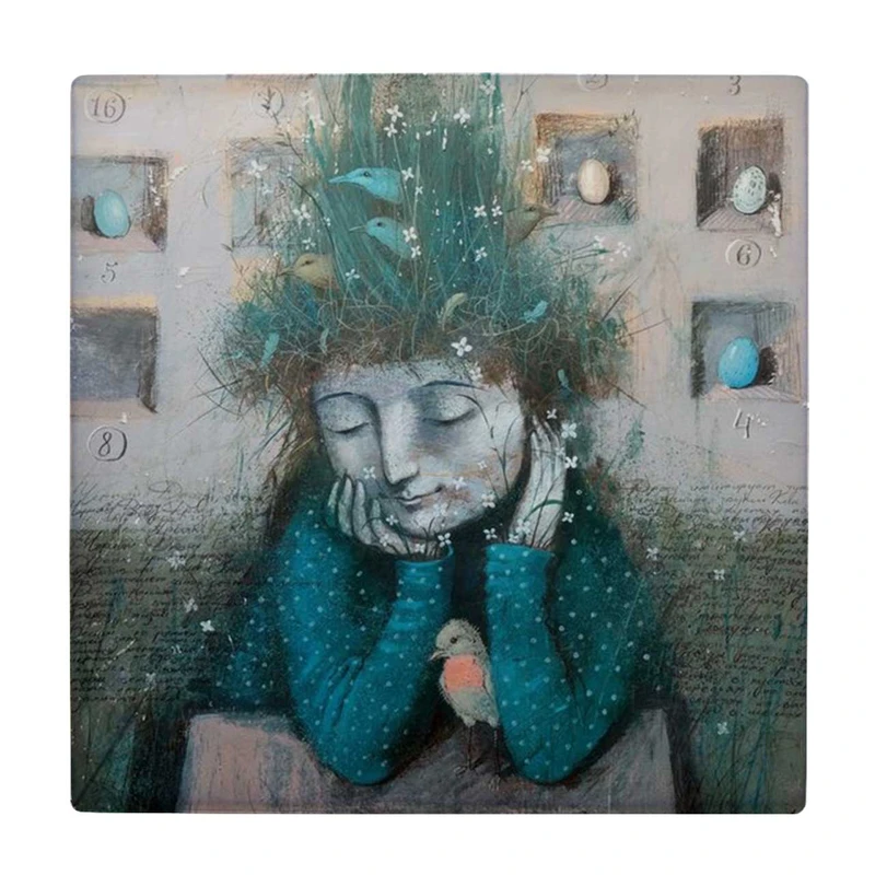  زیر لیوانی طرح دختر و پرندگان کد    3615862_1514