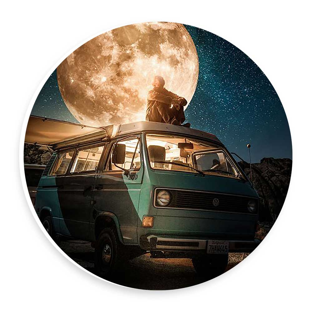   دیوارکوب طرح  فولکس واگن و آسمان شب مدل wtb823