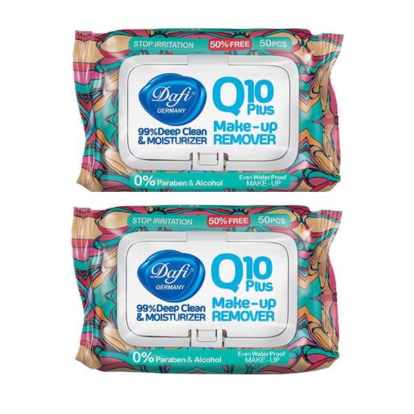 دستمال مرطوب پاک کننده آرایش Q10 مجموعه 2 عددی دستمال مرطوب پاک کننده آرایش Q10 مجموعه 2 عددی