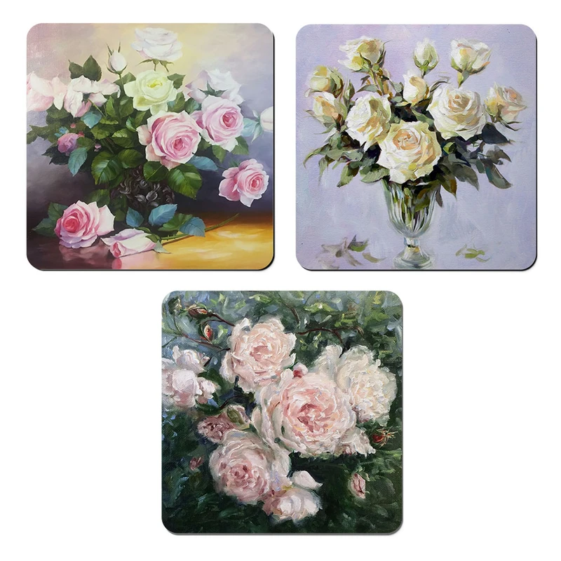 مگنت صباطرح مدل نقاشی گل رز کد M1310 مجموعه 3 عددی