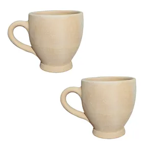 لیوان سفالی مدل قهوه خوری خام بسته 2 عددی